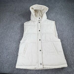 American Eagle Hooded Puffer Vest Women's‎ S White Minimalist Outdoor Preppy NWT